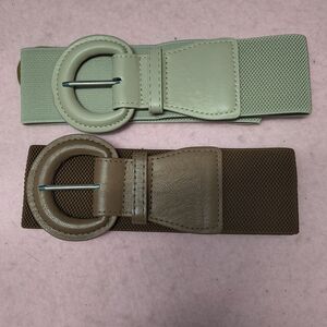 Stylish Women's Belt Set - Mint Green and Brown
